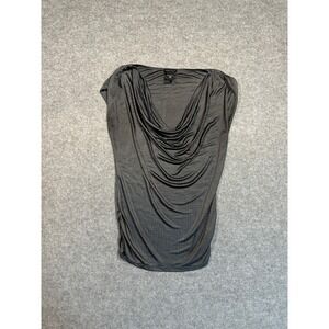 Moda International Gray Studded Cowl Neck Sleeveless Ruched Top XS Charcoal